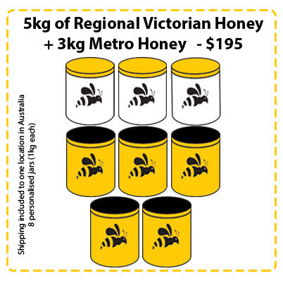 Off Site Hive Sponsorships - 5kg Regional Victorian Honey + 3kg Metro Honey